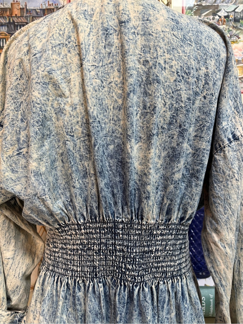 THRILL JEANS Acid-Wash Casual Denim Shirt Dress Blue Ombre Vintage Retro Sz XL - Picture 6 of 9